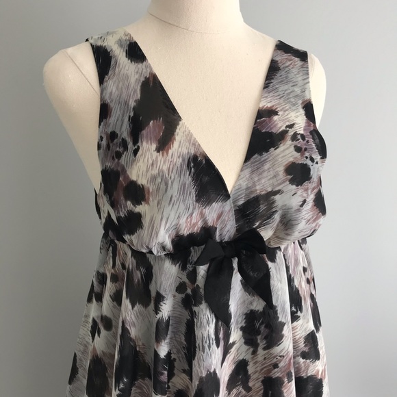 PETER ALEXANDER Sheer Floaty Babydoll Nightie Purple Black Sleeveless V-Neck Bow - Picture 3 of 15